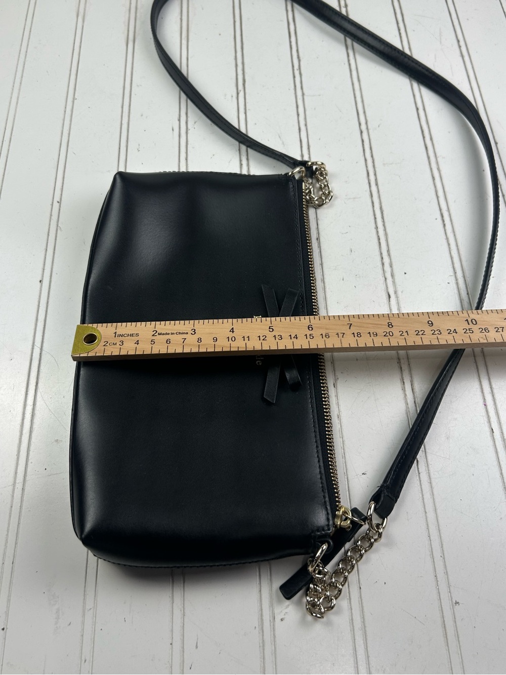 Kate Spade Vintage Y2K Sawyer Street Declan Black Leather Crossbody Bag w Bow - Picture 10 of 11